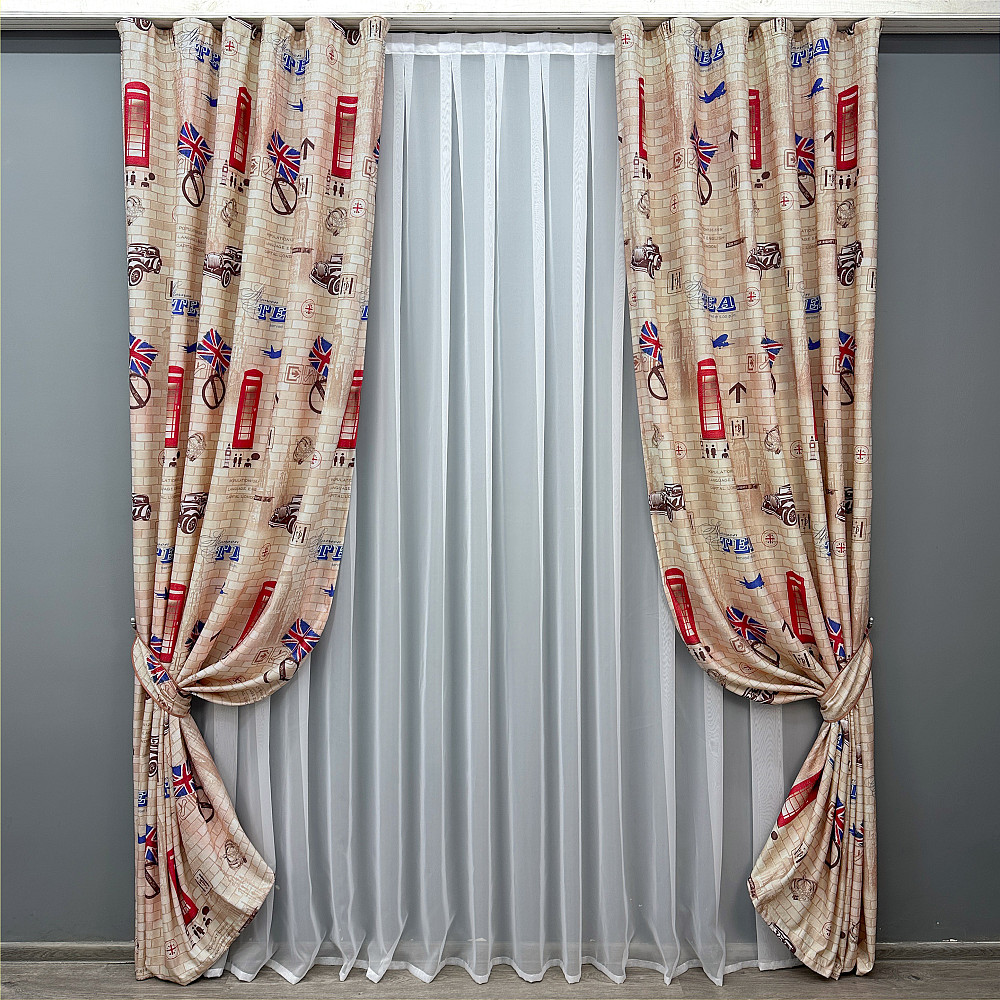 Комплект готових штор VR-Textil Фотоштори Лондон № 914ш Різнобарвний 100х270 см 2 шт (31-454) Київ - фото 2