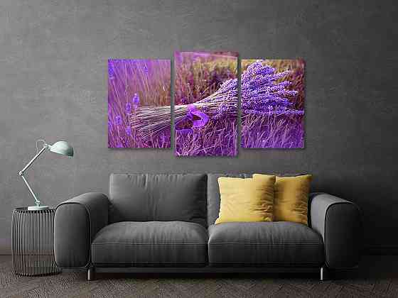 Модульна картина у вітальню/ спальню  Лаванда      Art-555_3 70x130 см Київ