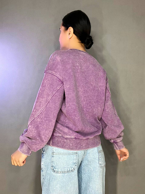 Свитшот женский A-N 25027 оверсайз свободный крой вареный тай-дай средняя длина one size, фиолетовый, one size Киев - изображение 7