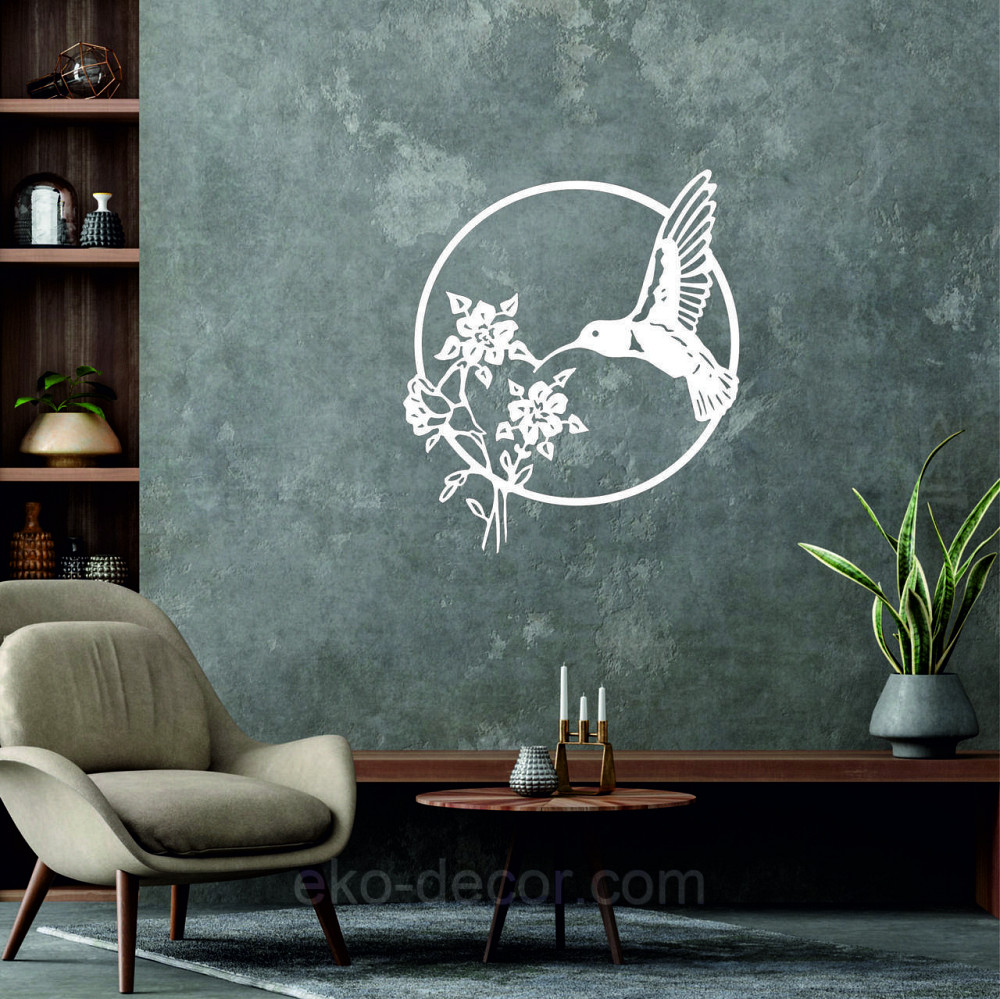 Декоративное настенное 3D Панно «Колибри» Декор на стену с объемом 50*43 см, Белый Киев - изображение 6