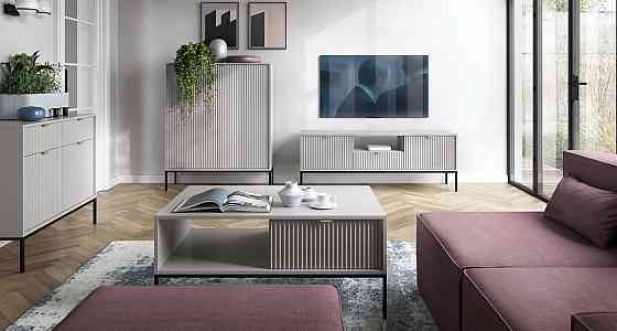 Тумба під телевізор Perfect Home Нова / Nova 2-дверна з 1 шухлядою і чорними ніжками RTV154 Сірий (PFH-091227) Дніпро