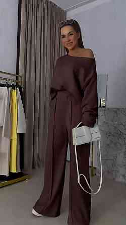 Женский прогулочный костюм двойка: кофта и штаны двунить Шоколадный, 48/50 Одесса