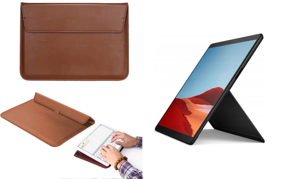 Чохол-конверт VitoCase для Microsoft Surface Pro X, з функцією підставки для планшета Коричневий Київ - фото 1