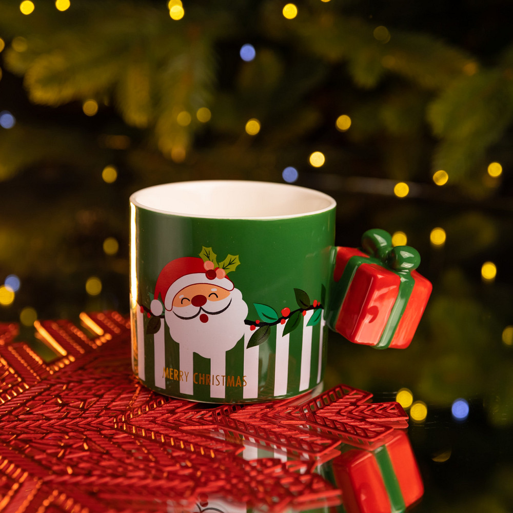 Чашка порцелянова новорічна Merry Christmas 400 (мл) Зелена Yiwu FM-CS-49GR Коломия - фото 1