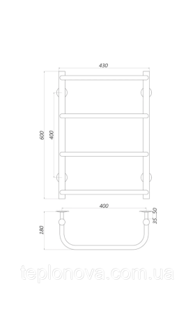 Полотенцесушитель Нержавейка UNIO 600x430-4 Лесенка Скоба Черновцы