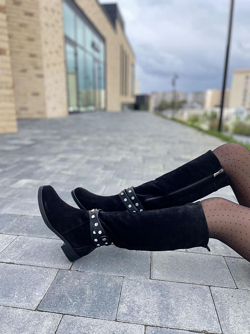 Nivelle Чоботи жіночі NIVELLE чорні замша натуральна зима євро-хутро висота 42см обхват 38-39см Коломыя - изображение 1