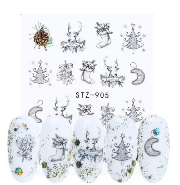 Наклейки на ногти новогодние красивые - размер наклейки 6*5см, инструкция в описании товара Киев - изображение 1