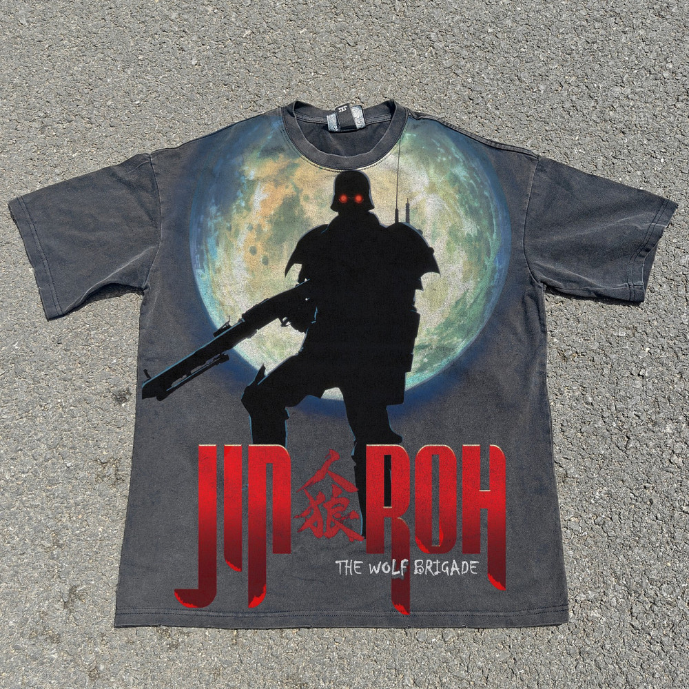 Футболка чоловіча з принтом аніме Аніме Джін Рох Волф оверсайз (S/M/L) Черний Дніпро - фото 9