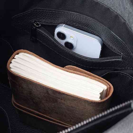 Удобная сумка-шоппер из натуральной кожи Shvigel 22845 Черная Киев