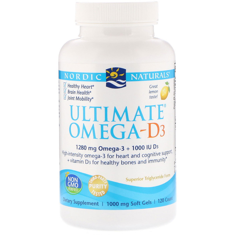 Рыбий жир + Д3 Nordic Naturals Ultimate Omega-D3 1000 мг 120 капсул Лимон Киев - изображение 2