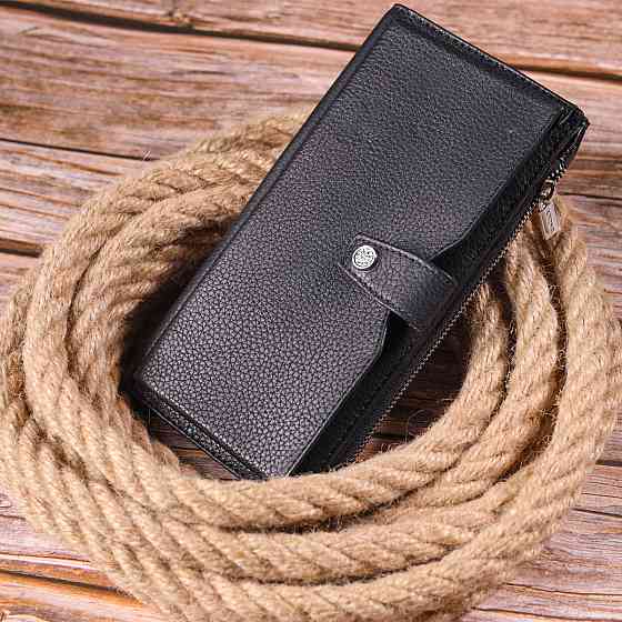 Класичне чоловіче вертикальне портмоне з натуральної шкіри KARYA 21422 Чорний Київ