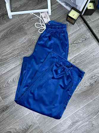 Жіночі базові штани велюрові вільного крою турецький королівський велюр Синій, 46/48 Одеса