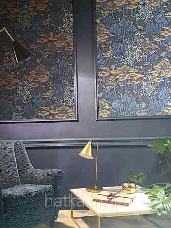 Шпалери флізелінові Decoprint екологічно чисті Daimon абстракція гілки листя сині, коричневі, сірі срібло Київ