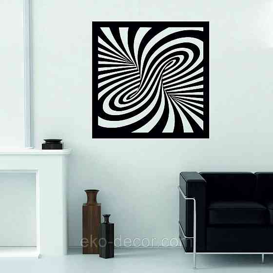 Декоративне настінне Панно «Ілюзія», Декор на стіну 90*90 см, Чорний Київ