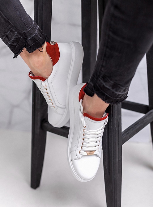 Abbi Кеди жіночі ABBI 21600 білий/червоний (весна-осінь, шкіра натуральна) (2724) лише 37р. Коломия - фото 5