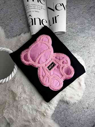 Женская удлиненная оверсайз футболка с мишкой кулир Одесса