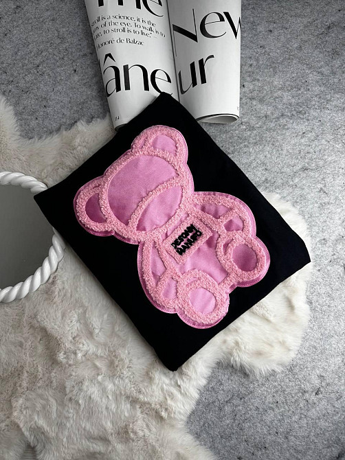 Женская удлиненная оверсайз футболка с мишкой кулир Одесса - изображение 4