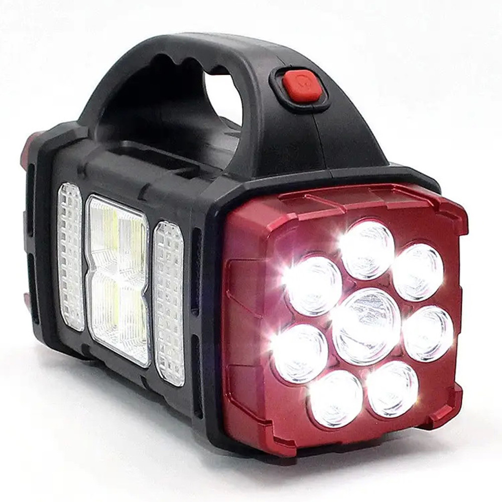 Світлодіодний ручний ліхтар Starnearby з акумулятором, на сонячній батареї (Чорний/Червоний, 76LED, 38Вт) Николаев - изображение 2