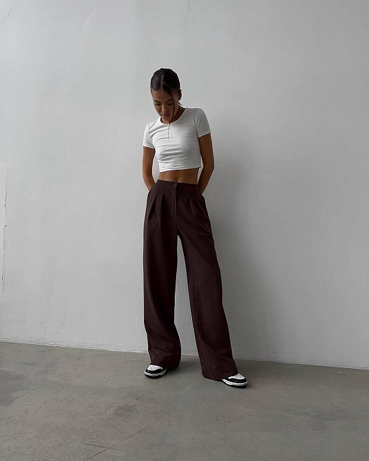 Женские базовые брюки палаццо костюмка Одесса - изображение 6