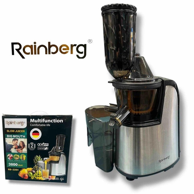 Центрифужний соковитискач Rainberg RB-2284 3800Вт з нержавіючої сталі на 2 швидкості для фруктів та овочів CZ-78 Львів - фото 2