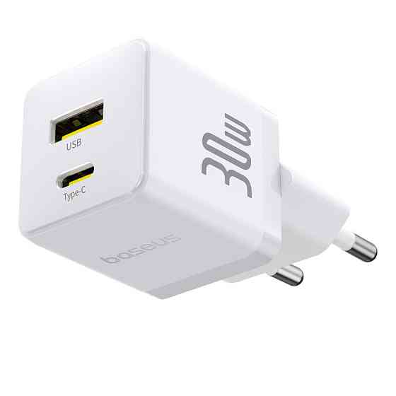 Мережевий зарядний пристрій Baseus Palm Fast Charger C+U 30W EU Moon White Одеса