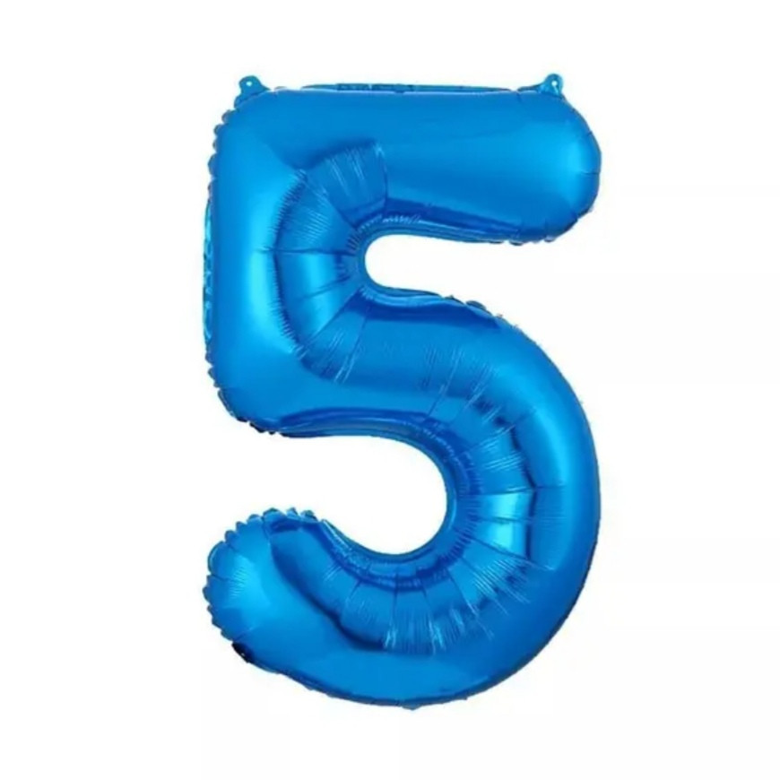 Цифра фольгированная 5 синий 32