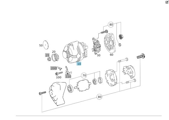 Mercedes-Benz  A6421540402 Генератор Valeo 14V 180A шків 7 потічків для двигунів OM642 V6 3.0 cdi OM646 R4 2.2 E-class W211 ML W164 R-class short W251 Одеса