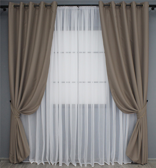 Комплект штор на люверсах VR-Textil Bagema Rvs № 1289ш Какао 150х250 см 2 шт (37-0015) Київ - фото 2