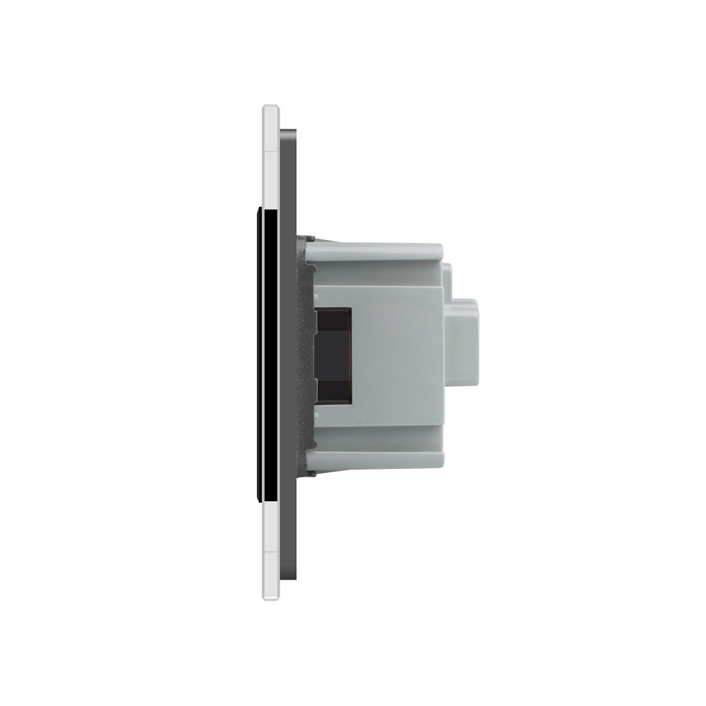 LIVOLO Електрична розетка з заземленням LIVOLO, чорна з сірою рамкою, шторки, скло, 250В 16А (V Коломия - фото 8