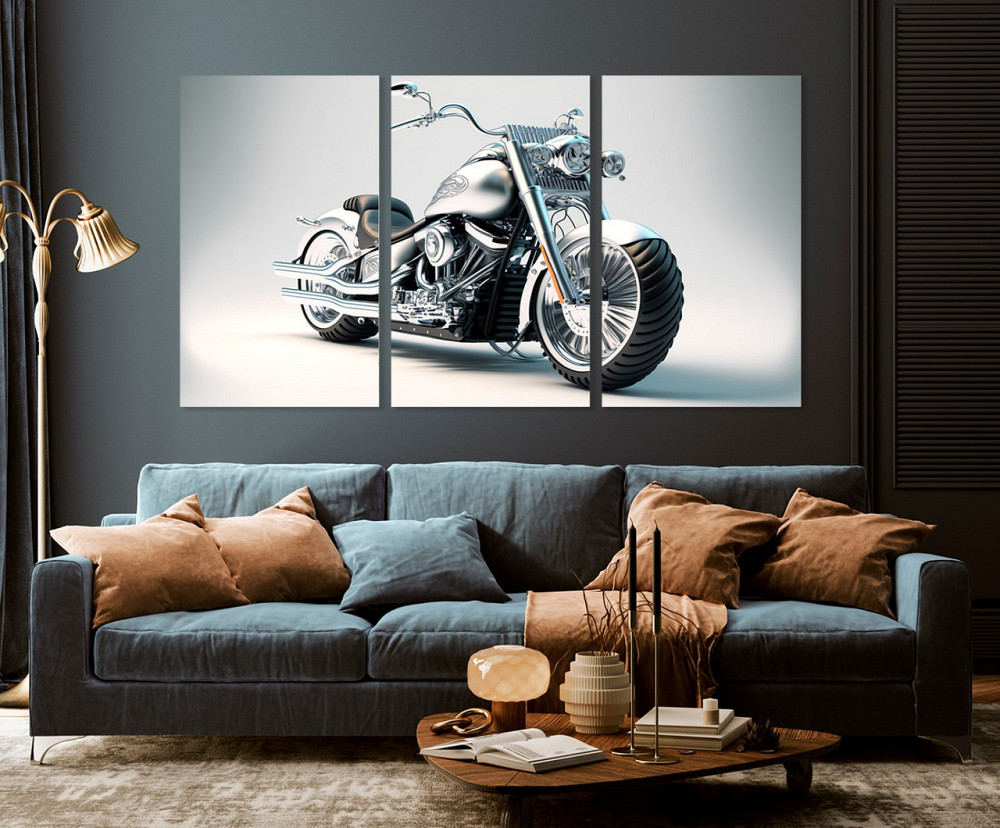 Модульна картина у вітальню/ спальню  Мотоцикл   ART-132_3A 70х130 см Київ - фото 3