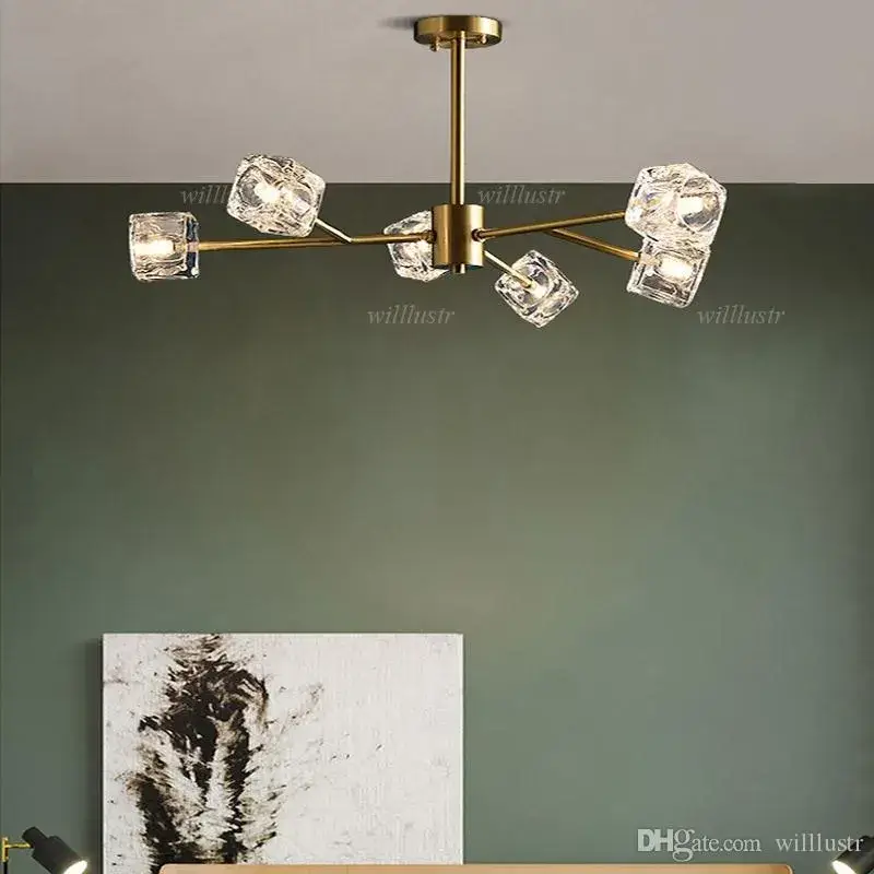 Світлодіодна люстра Кубик 8614 (Золота) на 6 плафонів Київ - фото 4