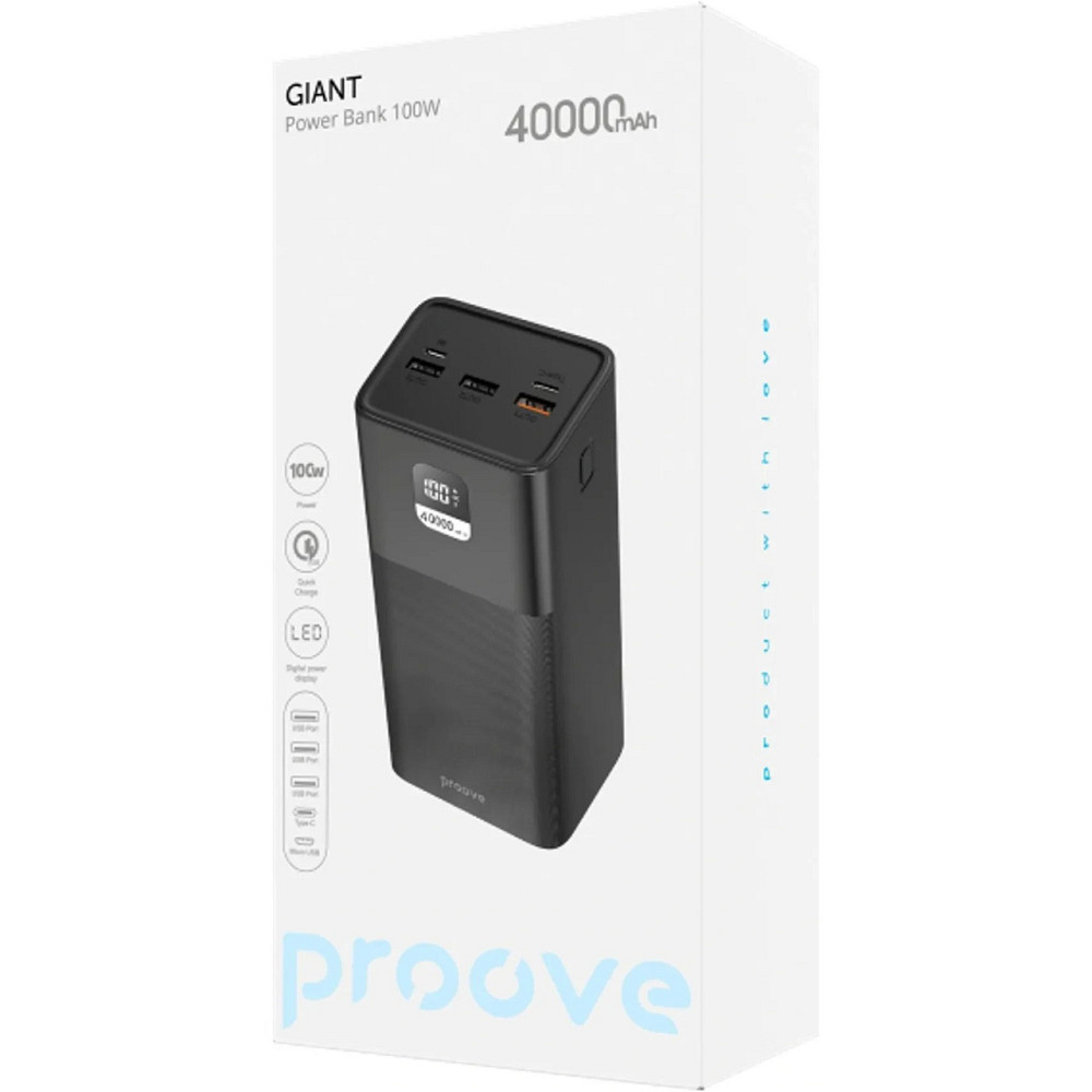 Універсальна мобільна батарея Proove Giant Lite 22.5 W 40000 mAh Black (PBGI20312201) Чорний Харьков - изображение 6