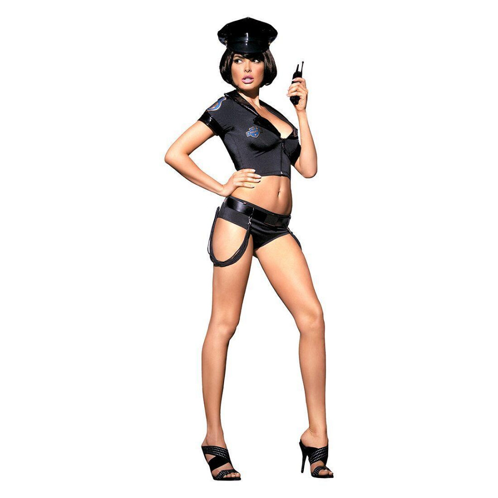 Еротичний костюм поліцейського Obsessive Police set S/M, black, топ, шорти, кепка, пояс, портупея Sex Aura Київ - фото 2
