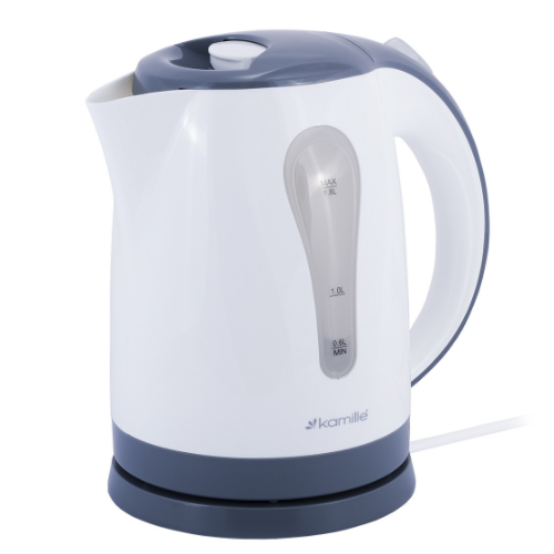 Електрочайник 1,8л 1850-2200W пластик (диск) білий/сірий 1715A KAMILLE Житомир - изображение 1
