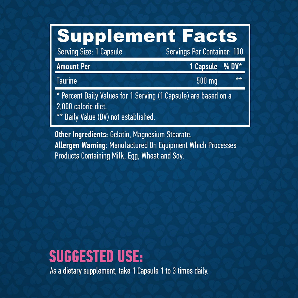 Таурин Haya Labs Taurine 500mg 100 caps Луцьк - фото 3