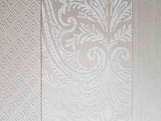 Шпалери текстильні еко 0.53х10.05 Rasch Textil Valentina класика вензелі дамаски бежево білі на молочному Київ