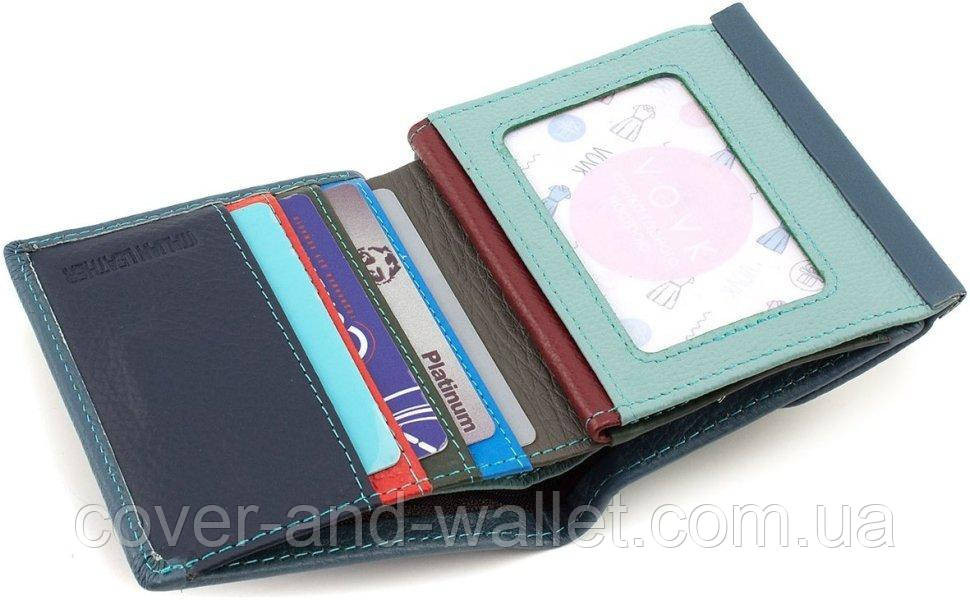 Маленький квадратный женский кожаный кошелек голубого цвета ST Leather Киев - изображение 3