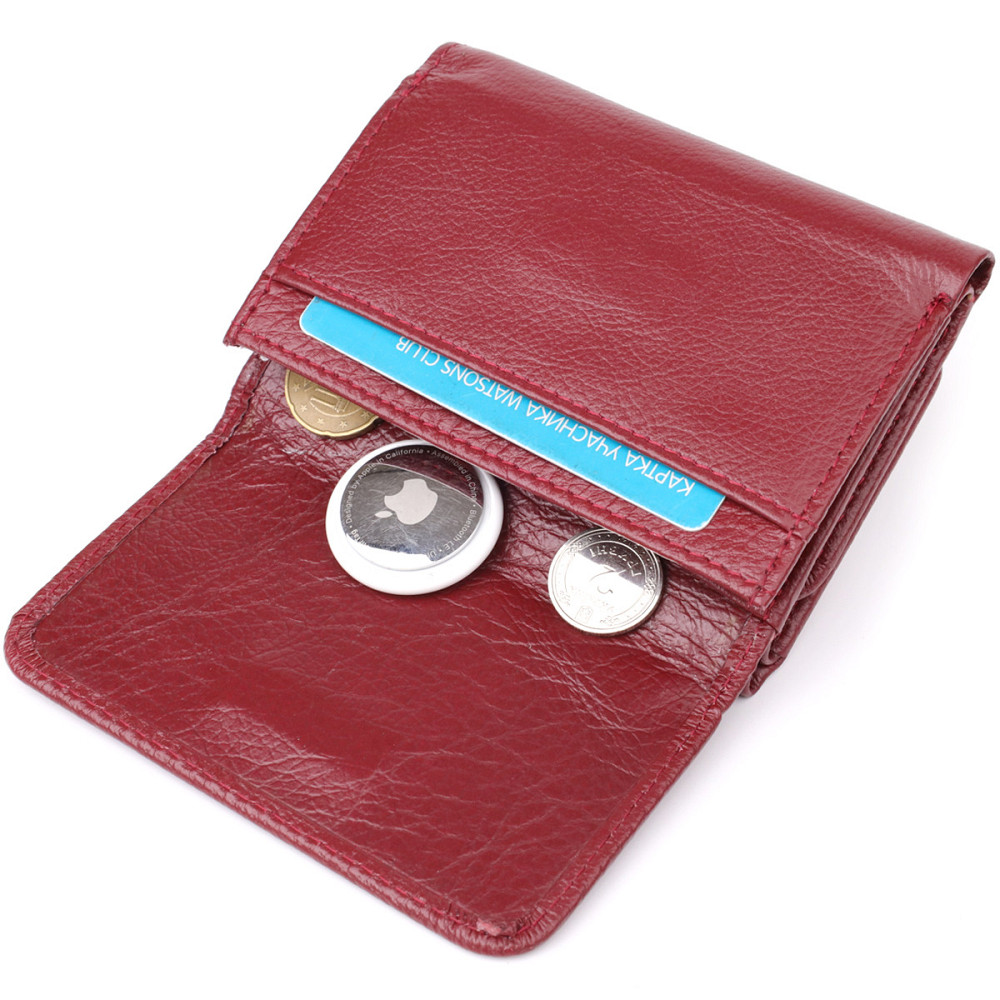 Компактний гаманець зручного формату із натуральної шкіри ST Leather 23077 Бордовий Київ - фото 8
