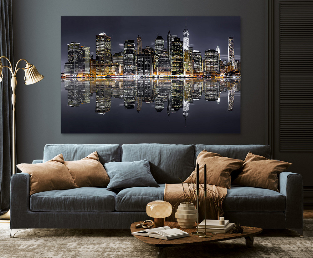 Картина полотно у вітальню / спальню      Нічне місто   MLP_233 ( 60х30см ) 50x100 см Київ - фото 3
