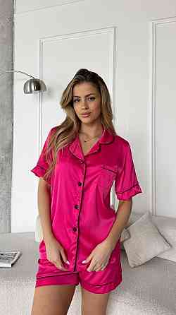 Женская базовая роскошная пижама двойка шелк Армани Малина, 42/44 Одесса