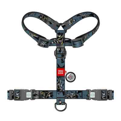Шлей для собак WAUDOG Nylon H-образная с QR-паспортом "Тень Бэтмена", пластиковый фастекс L (345-1078) Винница
