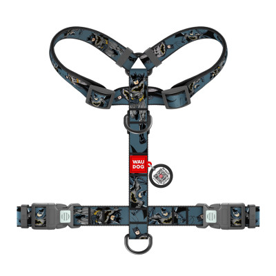 Шлей для собак WAUDOG Nylon H-образная с QR-паспортом "Тень Бэтмена", пластиковый фастекс L (345-1078) Винница - изображение 2