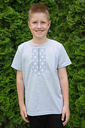 Футболка с вышивкой для мальчика ,95% хлопок, серый меланж топ Юрма одяг Киев