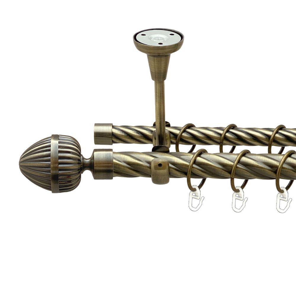 Карниз Orvit Одеон металевий дворядний відкритий до стелі скручена труба кільце металеве Антик 25\19 мм 200 см (00-00019119) Львів - фото 1