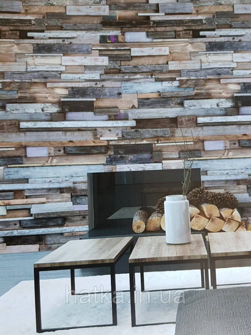 Обои виниловые Grandeco One roll one motif 2 EP6001 панно 3д лофт под камень песчаник черный серый коричневый Киев - изображение 2