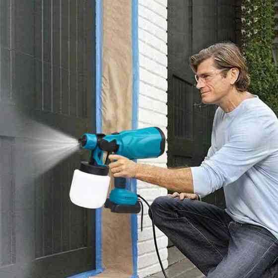 Акумуляторний електричний фарбопульт Krafftec 48V/2Ah, 600 W, 800 мл, Фарборозпилювач WM-677 фарби пулемет Київ