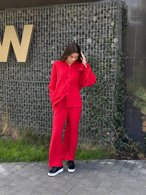 Костюм-трійка жіночий літній з шортами і брюками Червоний XL-XXL Харків - фото 1