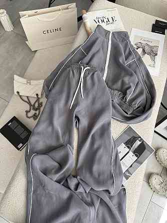 Женский стильный трендовый костюм двойка купра Серый, 42/44 Одесса