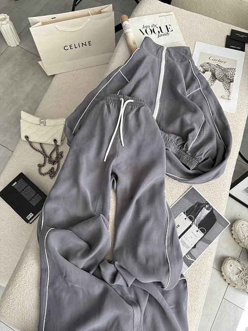 Женский стильный трендовый костюм двойка купра Серый, 42/44 Одесса - изображение 5