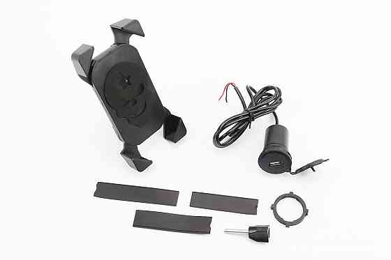 Тримач телефону на кермо з червоним малюнком + USB зарядка (мін. розмір телефону 60*124мм, макс. розмір 80*160мм), тип 1 Київ